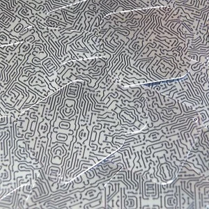 Sequin Square Diamond 1.5" Black Silver Circuit Board Tech Print Metallic - Picture 1 of 1
