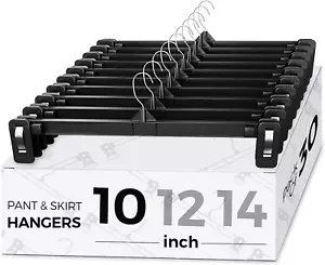 30 Pack Plastic Pants Hangers with Non-Slip Clips, 10 Inch, Black - Picture 1 of 12