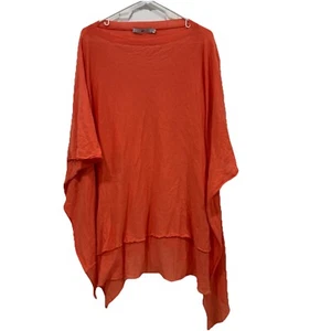 Women’s JARBO Orange Blouse Short Poncho Top Cover Up Asymmetrical Size 38  - Picture 1 of 9