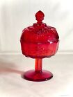 Westmoreland Ruby Paneled Grape 7" Footed Compote With Lid