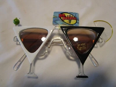 Dr. Peepers Martini glass Shaped Sunglasses Design Taiwan UV 400 Grad Brown NOS - Image 1 of 4