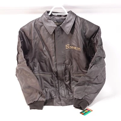 Abrigo de cuero marrón a presión nuevo talla mediana Foto 1 de 4