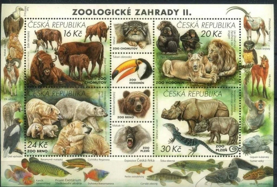 Czech Republic 2017 Animals, Wild Cats, Fauna, Zoo, Bears, Monkeys, Lions MNH** - Image 1 of 1
