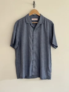 Orlebar Brown “Hibert” Short Sleeve Shirt Linen Blend Textured Blue XXL - Picture 1 of 14