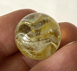 De colección Amarillo Pálido ~7/8" Holandés Veiligglas Juguete Wirepull Vidrio Mármol c1950s #956 - Imagen 1 de 16
