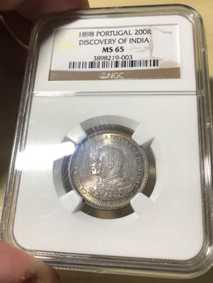 Portugal 1898 Discovery Of India 200R NGC MS65 - Image 1 of 2