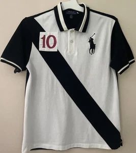 Polo Ralph Lauren Polo Shirt Boys Youth L(14-16) White/Black Big Pony #10 - Picture 1 of 11
