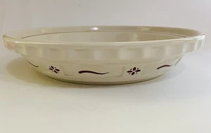 Longaberger Pottery Woven Traditions Classic Beige Red 10" Pie Baking Plate USA - Picture 1 of 12