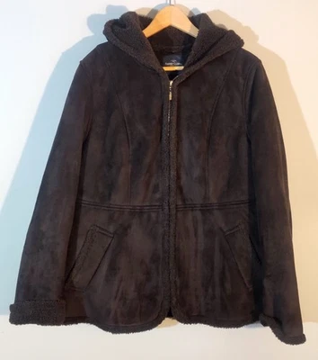Abrigo con Capucha FADED GLORY Imitación Gamuza Forrado en Vellón Cremallera Marrón Chocolate Talla 1X (16) Foto 1 de 4