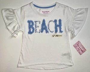 Tommy Bahama Toddler Girl's XS 4 Beach Top Blue White Embroidered Shirt NWT - Picture 1 of 24
