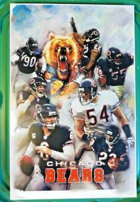 🔥CHICAGO BEARS🔥 Art Print Poster 11x17 NFL Brian Urlacher & Stars Hall of Fame - Image 1 of 4