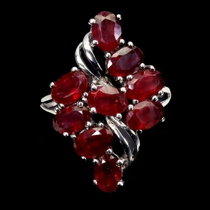 925 Sterling Silver Ring Oval Ruby 6x4mm Natural Gemstone Jewelry Size 8 - Picture 1 of 13
