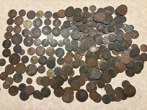 Huge Hoard Old European Copper Coins Well Worn & Blemishes 2.8 lbs SKU#37750 - Picture 1 of 5