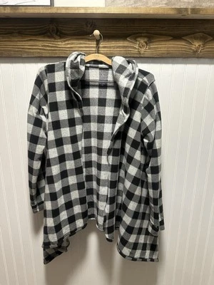 Cárdigan Cuddl Dudds para mujer a cuadros búfalo con capucha abierto bolsillos acogedor L/XL Foto 1 de 4