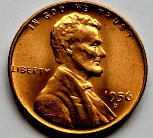 GOOD CONDITION FRONT ROLL COIN 1956-D Lincoln Wheat Cent Uncirculated  - Picture 1 of 2