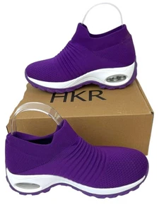 HKR Trainers Women's UK Size 4 Purple Slip On Running Walking Orthopedic Comfort - Picture 1 of 7