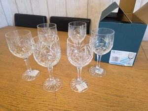 Crystal Factory Lawiercie 24% Lead Crystal Majestic Goblets Hand Cut  NEW X 6 - Picture 1 of 10