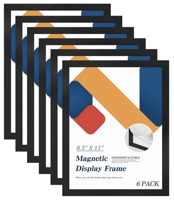 6 Pcs 8.5 x 11'' Self-Adhesive Magnetic Wall Signs Holder Picture Frame Documen - Image 1 of 4