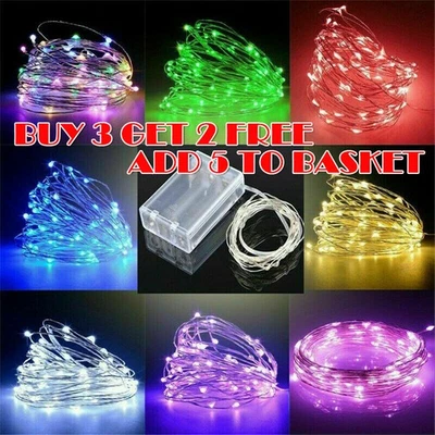 2-10M LED Fairy String Lights Micro Rice Copper Wire Xmas Light Battery Operated - Image 1 of 4
