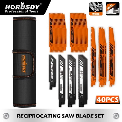 40 PC Reciprocating Saw Blade Set Metal Woodcutting Pruning With Organizer Pouch - Image 1 of 4