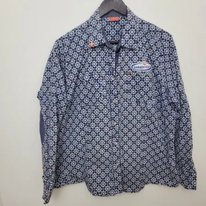 Vintage Womens Blouse Top Shirt Size 22 Blue Cotton Work Smart 80s Boho Office - Picture 1 of 6