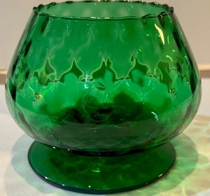 MCM Empoli SMARAGDGRÜN Optik mundgeblasen italienische Kunst Glas Schmuck Süßigkeiten Schale 5" - Bild 1 von 18
