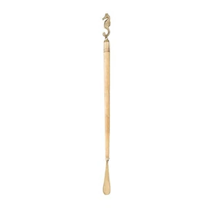 Long Wooden Shoehorn – 30″ Pine Finish with Brass Seahorse Handle, Coastal Decor - Picture 1 of 6