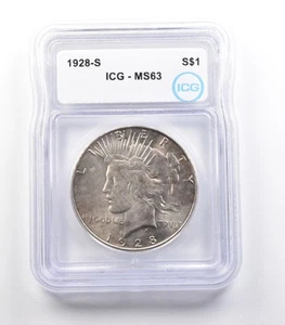 1928-S Peace Silver Dollar MS63 ICG *2368 - Picture 1 of 3