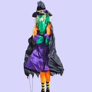 Halloween Nylon Hängende Hexe Dekoration Bewegungsmelder Lacht im Hexensound Vintage - Bild 1 von 5