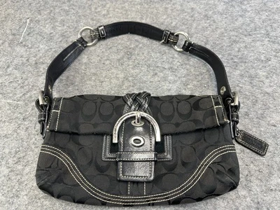 Coach 6280 Vintage Y2K Soho Black Leather Signature C Canvas Buckle Shoulder Bag - Image 1 of 4