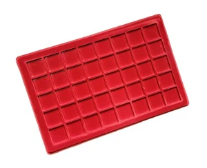 Vassoio porta monete rosso per 40 monete o medaglie - spazi 34x34 mm con coperchio trasparente /P40 - Foto 1 di 3