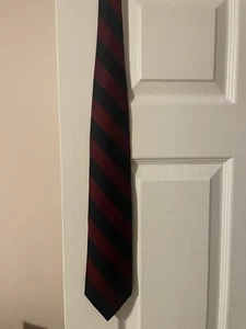 Claybrooke Red & Navy Blue 100% Pure Silk Striped Tie - Picture 1 of 4