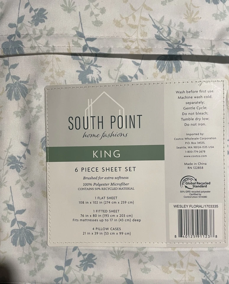 Juego de sábanas de microfibra South Point Home Fashions King Foto 1 de 1