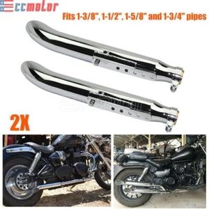 2Pcs Chrome Motorcycle Exhaust Tip Muffller Pipe Silencer Universal 45mm Escape - Picture 1 of 7