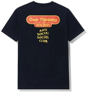 DS new Anti social social club over thinking 21 Navy Tee XL ASSC logo TS KKOCH - Picture 1 of 6