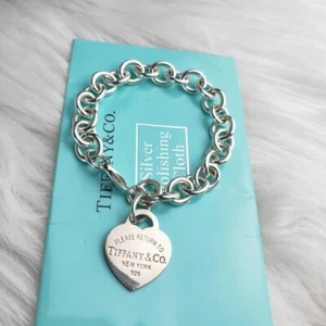 Tiffany & Co. Return to Heart Tag Tiffany Bracelet Sterling Silver925 W/Box,Case - Picture 1 of 4
