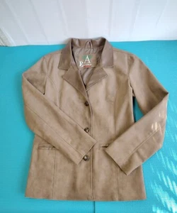 A Emporio Collezione Women's Faux Suede Tan Button Up Lined Jacket M - Estimated - Picture 1 of 13