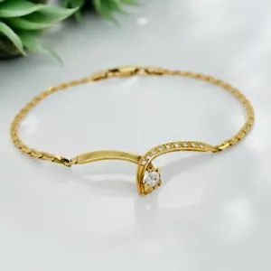 18ct Yellow Gold Marquise Diamond Bracelet 17.5cm 4.9g Preloved VAL $3300 - Picture 1 of 13