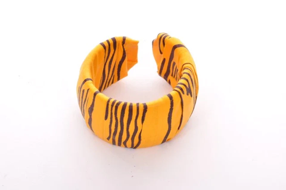 Golden Yellow and Brown African Print Bangle-DPSN200BG - Image 1 of 1