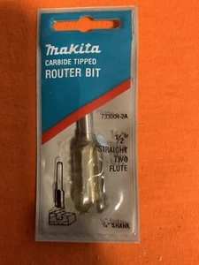 Makita Carbide Tipped Router Bit 1/2” Straight Two Flute 1/4 Chuck 733004-2A New - Picture 1 of 1