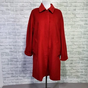 MARINA RINALDI Basic Red Coat Cashmere Wool Blend Womens MR25/US16W/IT54 - Picture 1 of 12