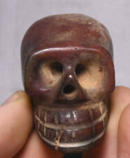 4.8CM Hongshan Culture Old Jade Carving Skeleton Devil Skull Head Amulet Pendant