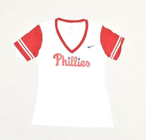NEW Nike MLB Phillies Women's Top V Neck Short Sleeve Cotton Multicolor Size L - Picture 1 of 8