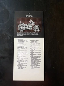 1982 Harley Davidson Sturgis Dealer Specification Card 9.25”X4” Laminated - Picture 1 of 3