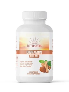 Ceylon Cinnamon, Brain, High potency & Healthy Blood Sugar Level - 60 Capsules - Picture 1 of 8