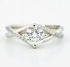 2Ct Round Cut Moissanite Twisted Band Women Engagement Ring Solid 14K White Gold