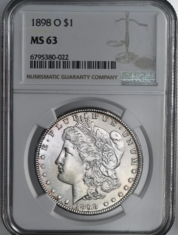 1898-O $1 MORGAN SILVER DOLLAR  NGC MS63 #6795380-022 MINT STATE FRESHLY GRADED! Cover