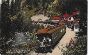Railway Postcard Shasta Springs Station California Southern Pacific Railroad USA - Foto 1 di 2