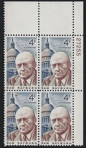 US Scott #1202, Plate Block #27255 1962 Sam Rayburn 4c FVF MNH Upper Right - Picture 1 of 1