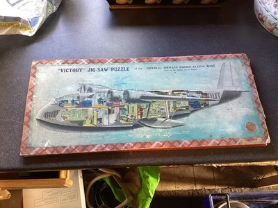 Vintage Victory Jigsaw Puzzle Imperial Airways Flying Boat 52x23cm 2 Bits Missin - Image 1 of 4